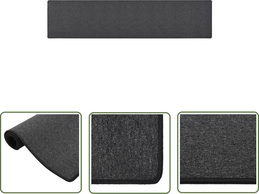 The Living Store Tapijtloper 50 x 250 cm Antraciet 100% polypropyleen Tapijtroper Runner Vloerkleed Anthracieit Grijs