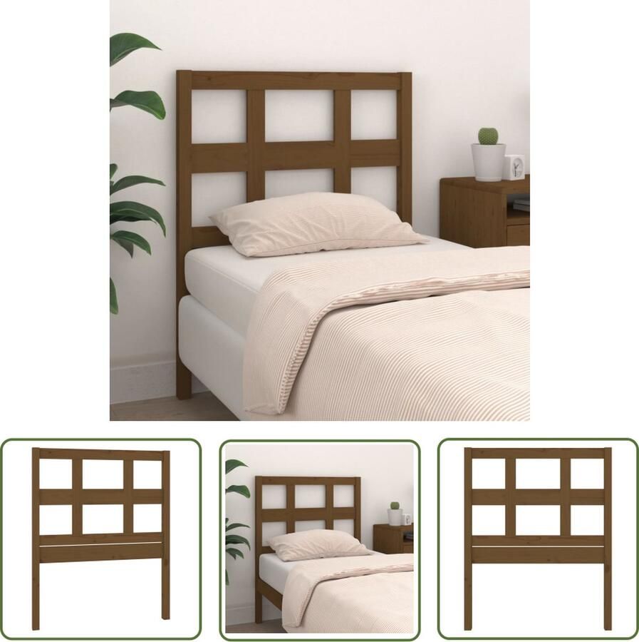 The Living Store Hoofdbord 95 5x4x100 cm massief grenenhout honingbruin Houten Hoofdeinde Rustic Headboard Hoofdboard Grenenhout Massief Hout Bedroom Furniture