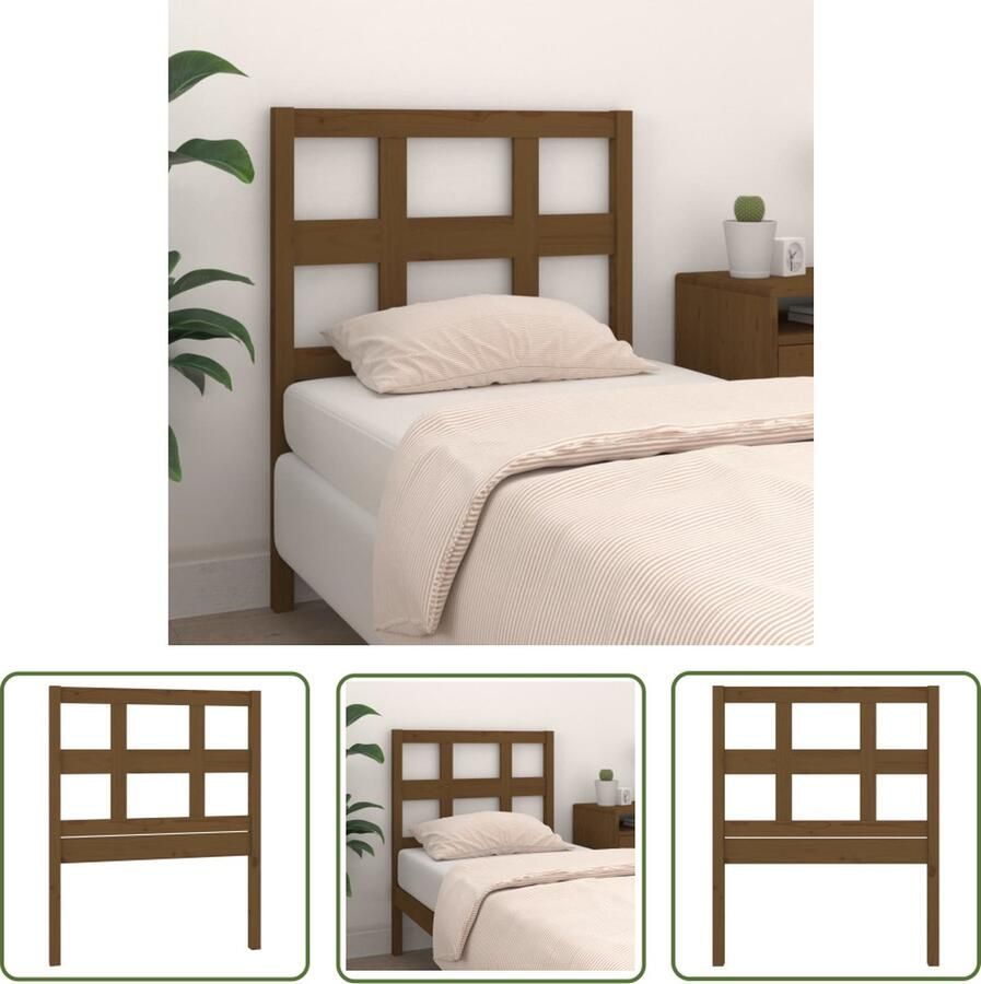 The Living Store Houten Hoofdeinde Rustieke Charme Hoofdbord 105.5 x 4 x 100 cm Kleur- Honingbruin Houten Hoofdbord Kopen Rustic Interieur Hoofdboard Decoratie Bedroom Furniture - Foto 2