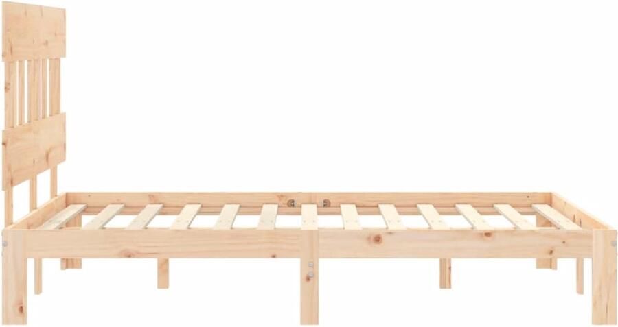 The Living Store Bedframe zonder matras massief grenenhout 140x190 cm Massief Grenenhouten Bedframe Rustiek Bed Houten Bed Met Hoofdbord Tweepersoonsbed