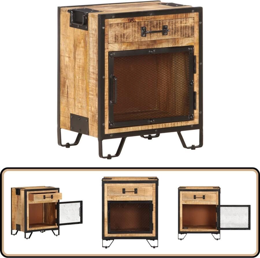 The Living Store Industrieel Houten Nachtkastje 43 x 30 x 51 cm Bruin Zwart Nachtkastje Industrieel Houten Nachtkastje Bruine Nachtkastje Zwarte Nachtkastje