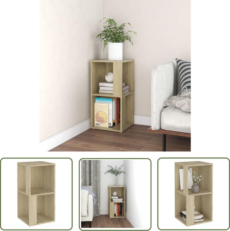 The Living Store Hoekkast 33x33x67 cm bewerkt hout sonoma eikenkleurig Hoekkast Rustieke Kast Houten Kast Sonoma Eiken Vintage Kast - Foto 2