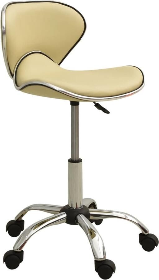 VidaXL Salonkruk Kunstleer Crème Verstelbaar Salontafel Bureaustoel Ergonomische Stoel Kantoorstoelen Draaibare Stoel