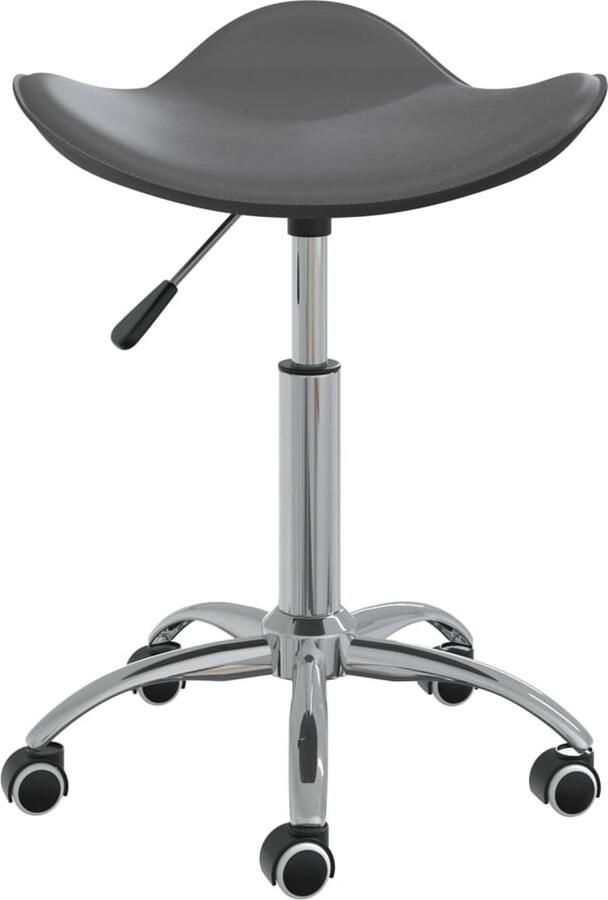 VidaXL Salonkruk Kunstleer Grijs Draaibaar Verstelbaar Salonstoel Stoel Bureaustoel Kunstleer Meubilair Grijze Stoel Draaibare Stoel Verstelbare Stoel