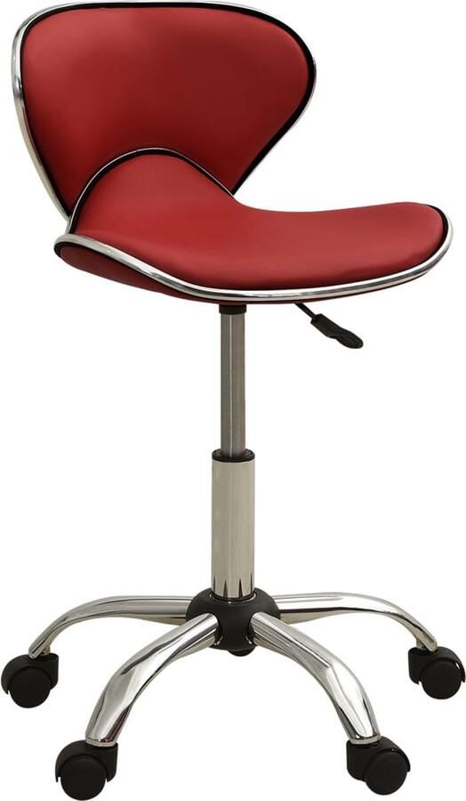VidaXL Salonkruk kunstleer wijnrood verstelbaar Salontafel Bureaustoel Kantoorstoelen Stoel Lounge Stoel - Foto 2