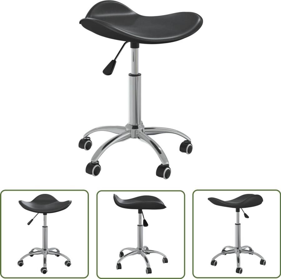 VidaXL Salonkruk Kunstleer Zwart In Hoogte Verstelbaar Salonstoel Stoel Bureaustoel Kussen Ergonomische Stoel Kantoorstoelen Zitzak Lounge Stoel Gaming Stoel Eetkamerstoel