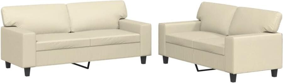 VidaXL 2-delige crèmekleurige Loungeset kunstleer Loungeset 2 Persoons Bank Salonset Kunstleder Sofa Creme Kleuren Meubels