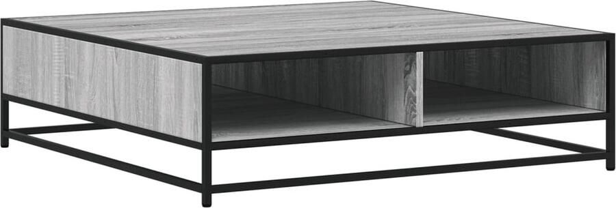 VidaXL Salontafel 100x100x30 cm bewerkt hout en metaal grijs sonoma