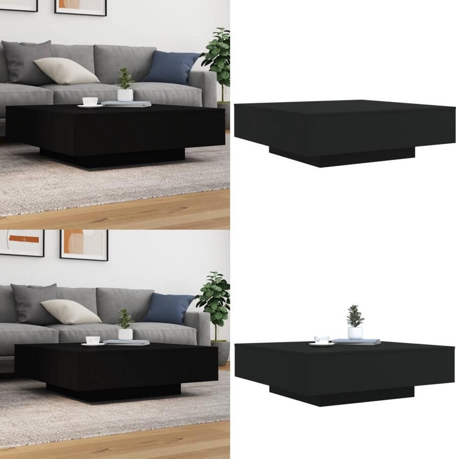 VidaXL Salontafel 100x100x31 cm bewerkt hout zwart Salontafel Salontafels Bijzettafel Banktafel