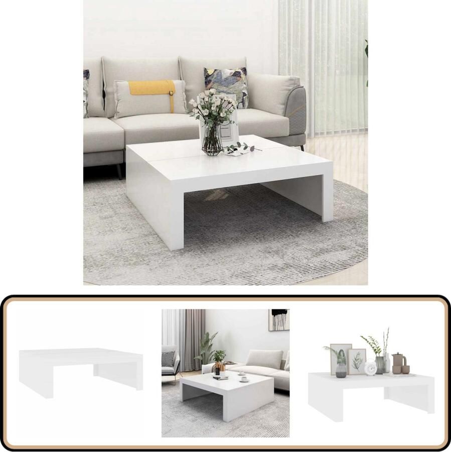 VidaXL Salontafel 100x100x35 cm Bewerkt hout Wit Salontafel Modern Witte Salontafel Houten Salontafel Vierkante Salontafel Koffietafel Livingroom Furniture Kamerinrichting Salontafels