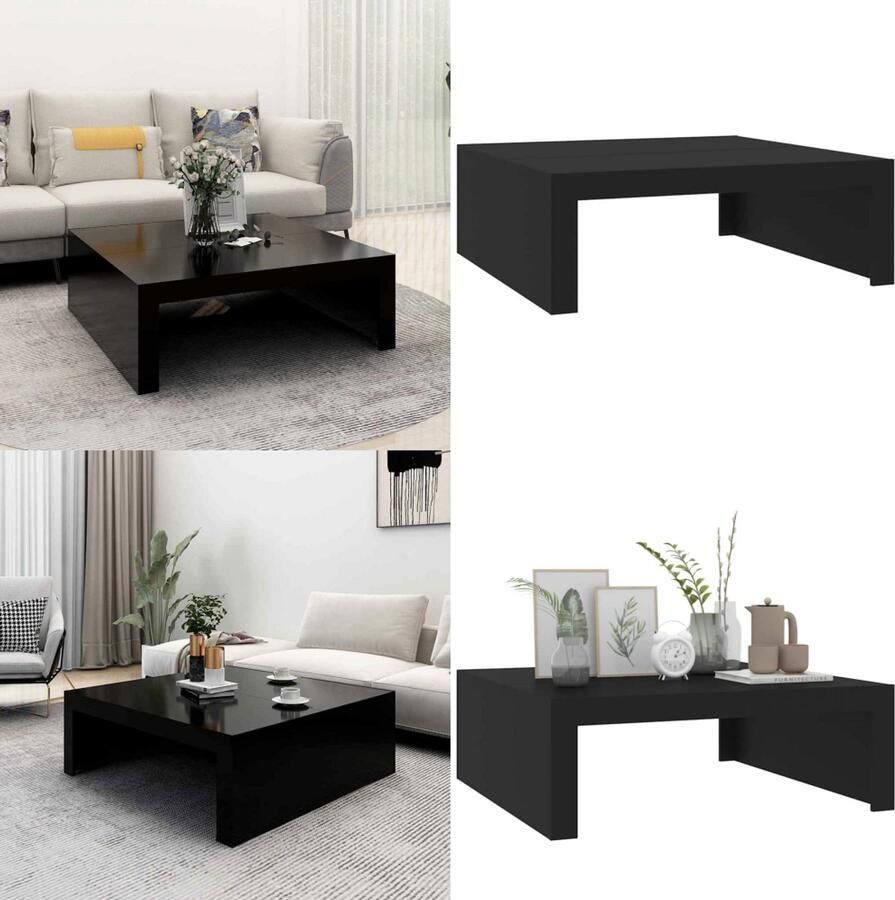 VidaXL Salontafel 100x100x35 cm bewerkt hout zwart Salontafel Salon Tafel Salon Tafels