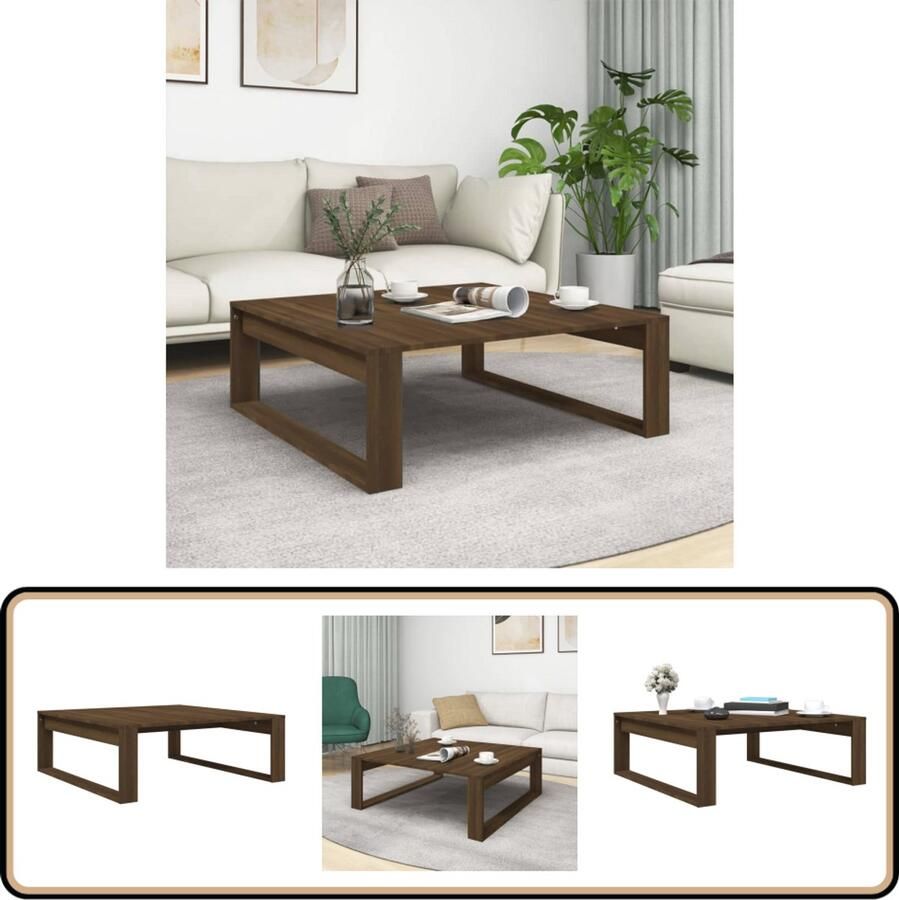 VidaXL Salontafel 100x100x35 cm Bruin Eikenkleur Salontafel Houten Salontafel Bruine Eiken Salontafel Bewerkt Hout Interieurdecoratie Woondecoratie Livingroom Decoratie Koffietafel Bijzettafel