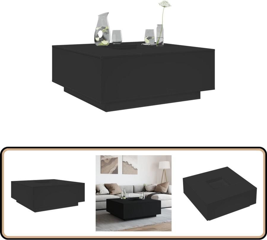 VidaXL Salontafel 100x100x40 cm Bewerkt hout Zwart Salontafel Salontafels Tafel Bijzettafel