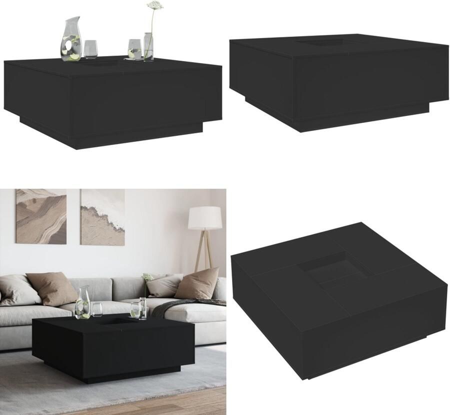 VidaXL Salontafel 100x100x40 cm bewerkt hout zwart Salontafel Salontafels Tafel Bijzettafel