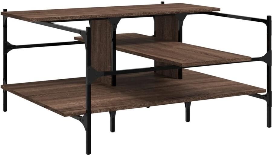 VidaXL Salontafel 100x100x48 5 cm bewerkt hout bruin eikenkleur Salontafel Salontafels Bijzettafel Banktafel