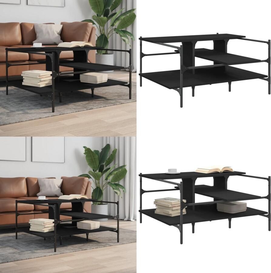 VidaXL Salontafel 100x100x48 5 cm bewerkt hout zwart Salontafel Salontafels Bijzettafel Banktafel