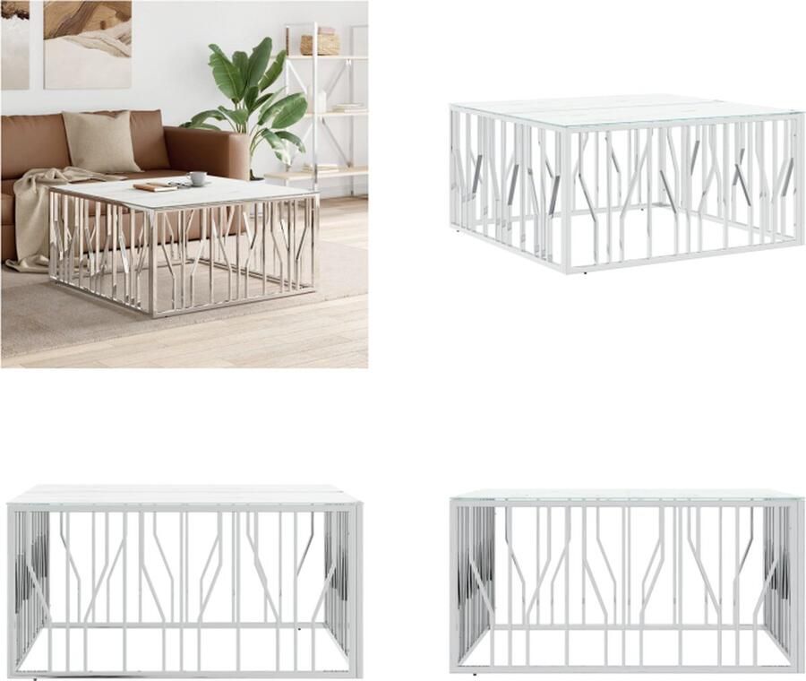 VidaXL -Salontafel-100x100x50-cm-roestvrij-staal-en-glas-zilverkleurig Salontafel Salontafels Bijzettafel Banktafel