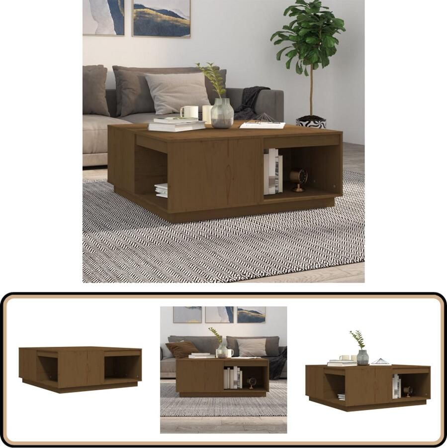 VidaXL Salontafel 100x101x40 5 cm Honingbruin Salontafel Houten Salontafel Grenenhouten Salontafel Honigbruine Salontafel Salontafeltje Bijzettafel Interieurdecoratie Woondecoratie Livingroom Furniture