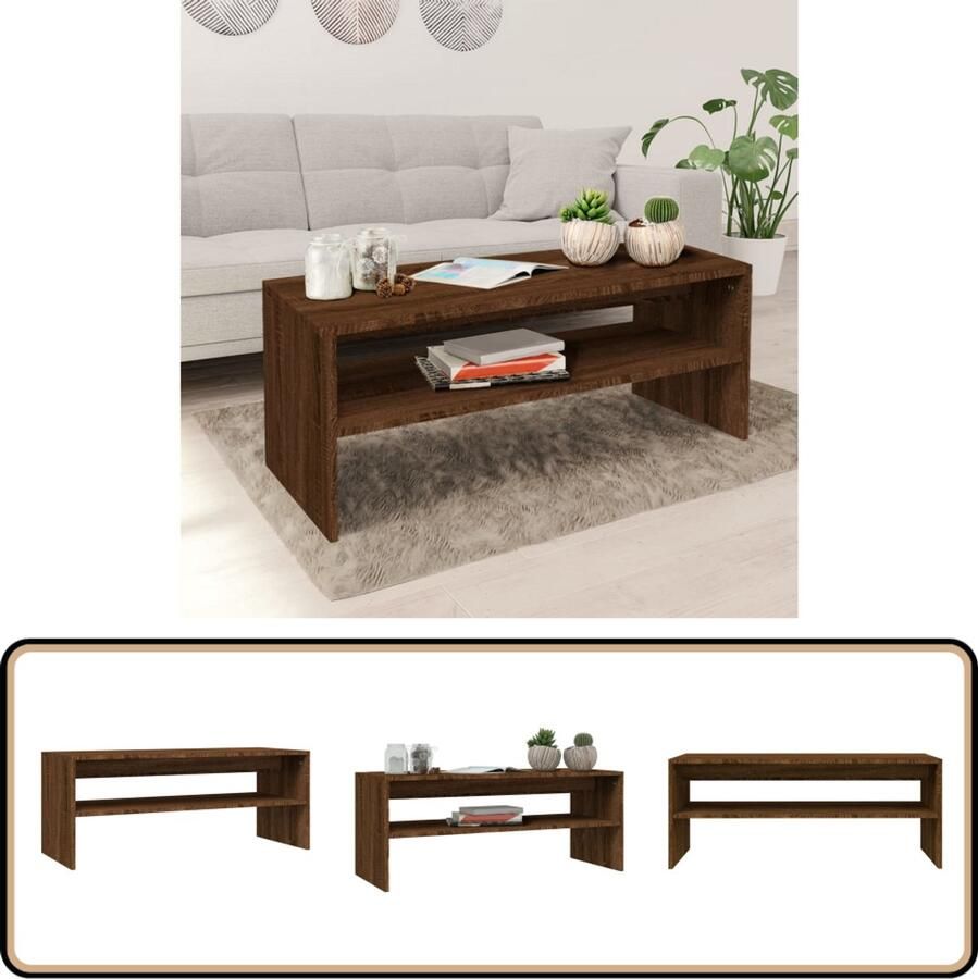 VidaXL Salontafel 100x40x40 cm Bruin Eikenhout Salontafel Houten Salontafel Bruine Salontafel Bijzettafel Tv Tafeltje