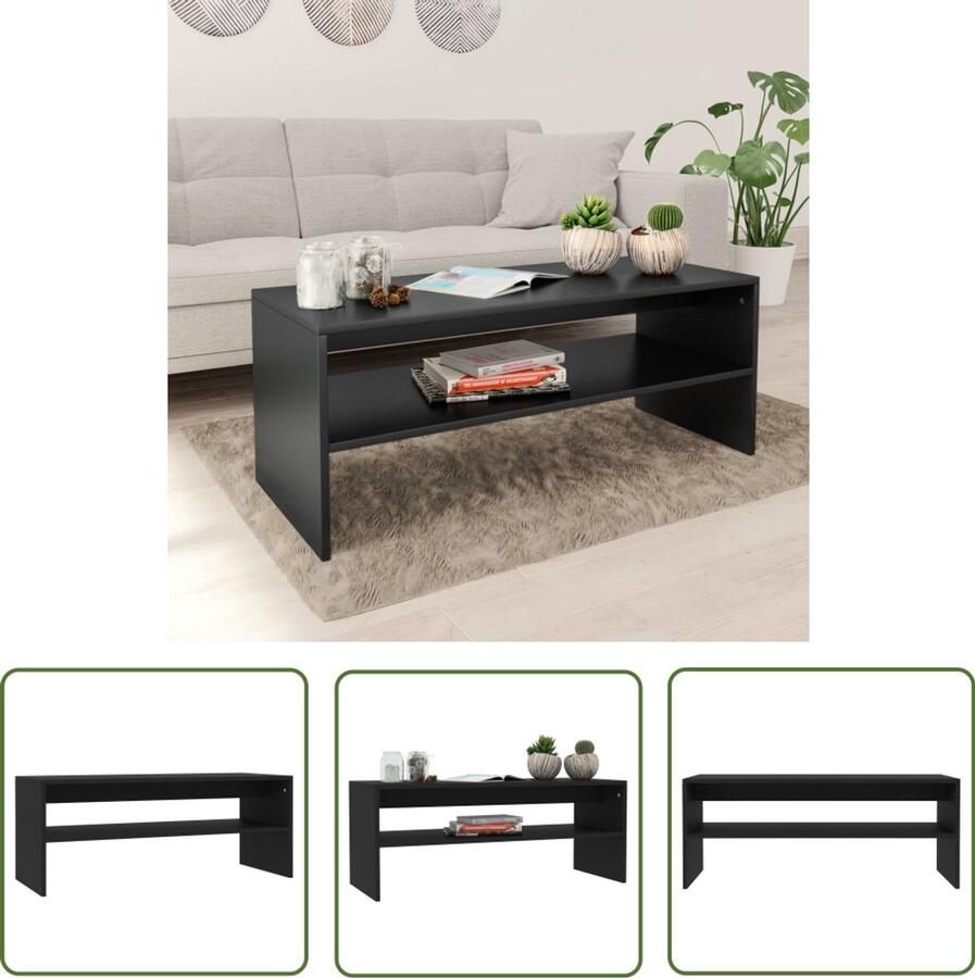 VidaXL Salontafel 100x40x40 cm Zwart Bewerkt hout Salontafel Scandinavisch Zwarte Salontafel Houten Salontafel Lage Tafel Koffietafel Tv Tafeltje Living Room Furniture