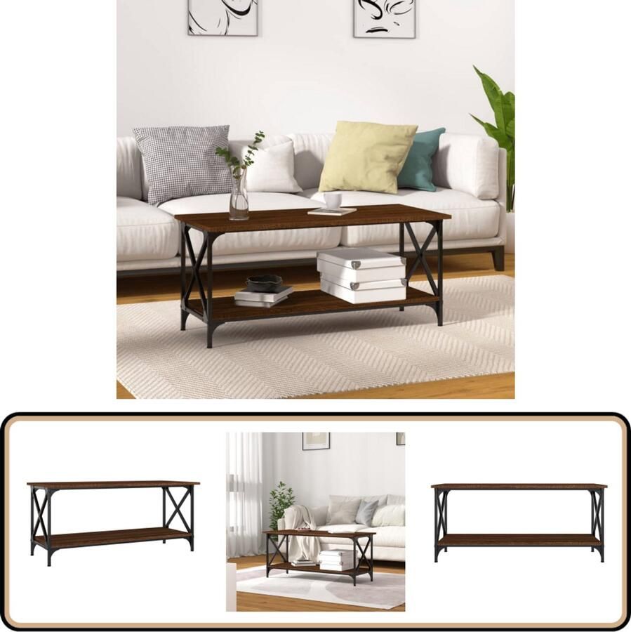 VidaXL Salontafel 100x45x45 cm Bruin Eikenhout Salontafel Bijzettafel Houten Salontafel Klassiek Design Bruine Eiken