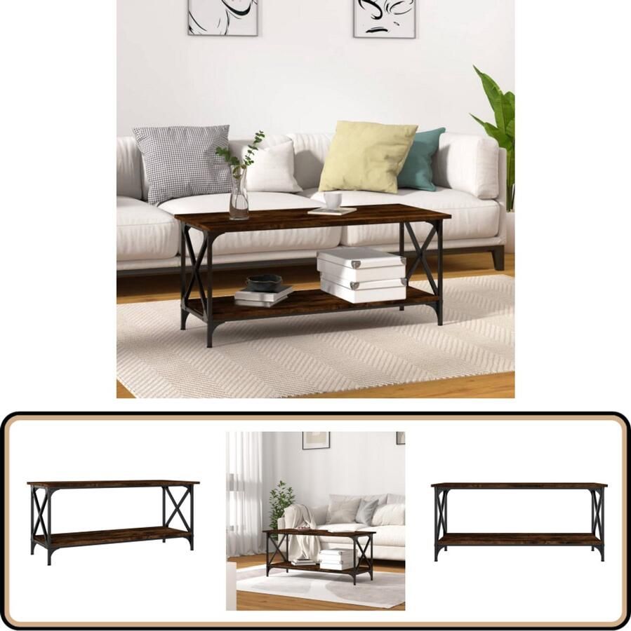 VidaXL Salontafel 100x45x45 cm Gerookt Eiken Salontafel Klassiek Design Houten Salontafel Bruine Salontafel Bijzettafel