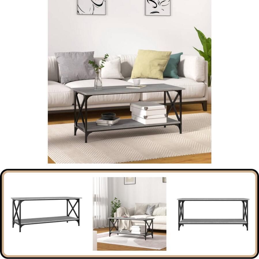 VidaXL Salontafel 100x45x45 cm Grijs Sonoma Eiken Salontafel Houten Salontafel Grijze Salontafel Klassiek Meubilair Bijzettafels