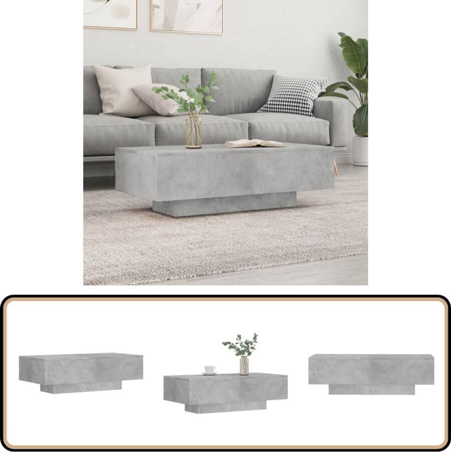 VidaXL Salontafel 100x49 5x31 cm Betongrijs Bewerkt hout Salontafel Beton Grijs Houten Salontafel Moderne Salontafel Living Room Furniture Bijzettafels