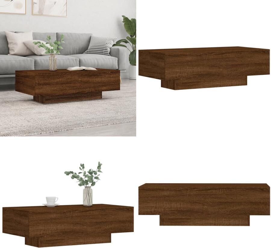 VidaXL Salontafel 100x49 5x31 cm bewerkt hout bruin eikenkleur Salontafel Salontafels Bijzettafel Tafel