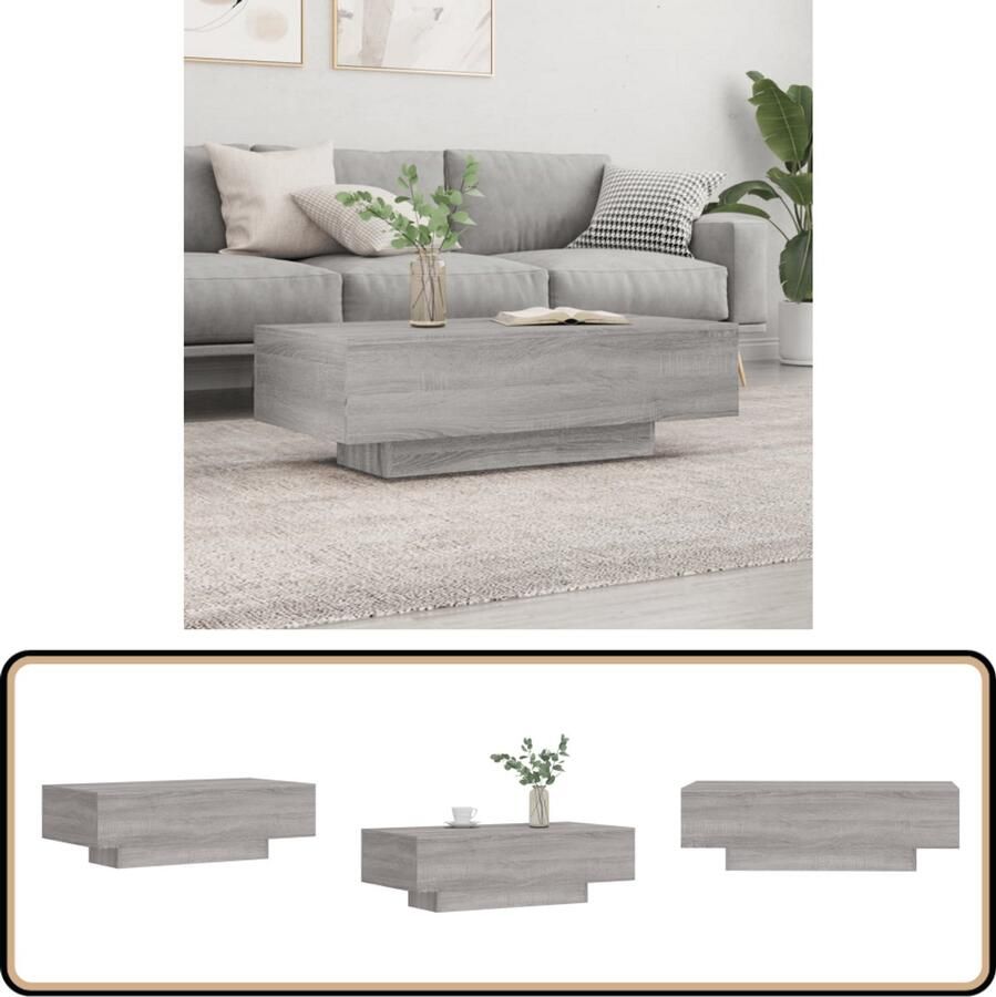 VidaXL Salontafel 100x49 5x31 cm Grijs Sonoma Eiken Salontafel Woonkamerdecoratie Houten Meubilair Grijze Salontafel Modern Design Trendige Salontafel Bijzettafels