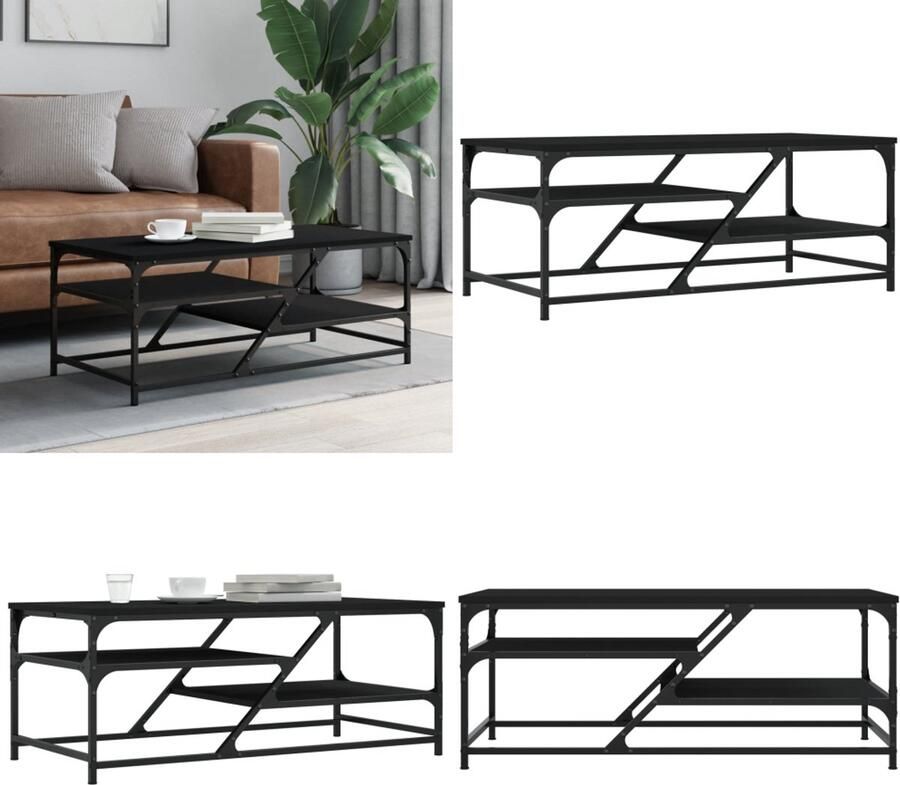 VidaXL Salontafel 100x49x40 cm bewerkt hout zwart Salontafel Salontafels Bijzettafel Banktafel