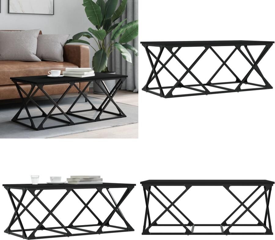 VidaXL Salontafel 100x49x40 cm bewerkt hout zwart Salontafel Salontafels Tafel Bijzettafel