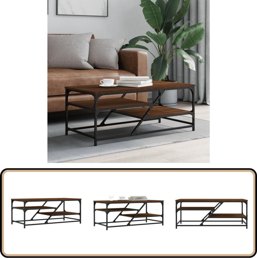 VidaXL Salontafel 100x49x40 cm Bruin Eikenhout Salontafel Bijzettafel Houten Salontafel Bruine Eiken Meubilair Livingroom Furniture Tv Tafellaar