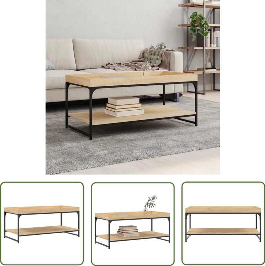 VidaXL Salontafel 100x49x45 cm Sonoma eikenkleurig Salontafel Salontafeltje Houten Salontafel Eiken Salontafel Bruine Salontafel