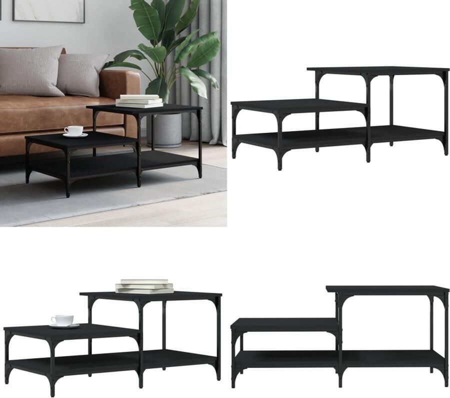 VidaXL Salontafel 100x50 5x45 cm bewerkt hout zwart Salontafel Salontafels Bijzettafel Banktafel