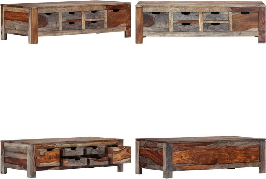 VidaXL Salontafel 100x50x30 cm massief sheeshamhout grijs Salontafel Salontafels Koffie Tafel Koffie Tafels