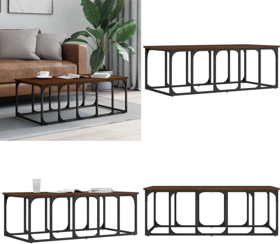 VidaXL Salontafel 100x50x35 5 cm bewerkt hout bruin eikenkleur Salontafel Salontafels Bijzettafel Banktafel
