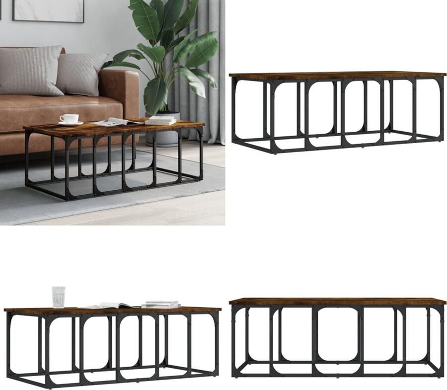 VidaXL Salontafel 100x50x35 5 cm bewerkt hout gerookt eikenkleurig Salontafel Salontafels Bijzettafel Banktafel