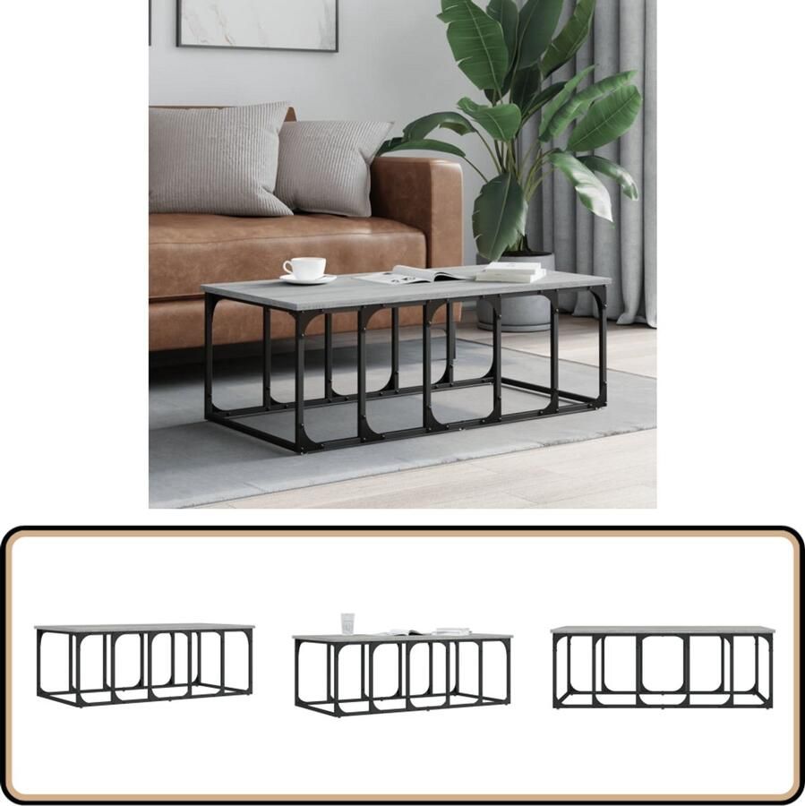 VidaXL Salontafel 100x50x35 5 cm Grijs Sonoma Eiken Salontafel Bijzettafel Houten Tafel Grijze Tafel Design Tafel Modern Tafellaar Living Room Furniture Meubilair