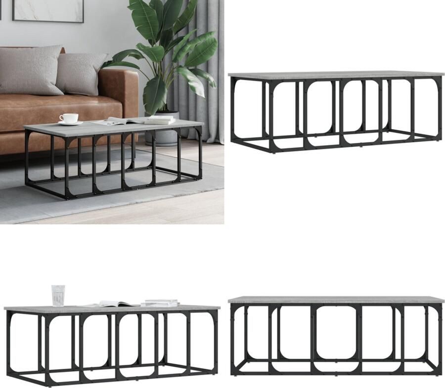VidaXL Salontafel 100x50x35 5 cm bewerkt hout grijs sonoma eikenkleur Salontafel Salontafels Bijzettafel Banktafel