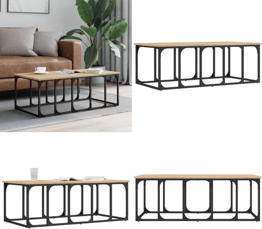 VidaXL Salontafel 100x50x35 5 cm bewerkt hout sonoma eikenkleurig Salontafel Salontafels Bijzettafel Banktafel