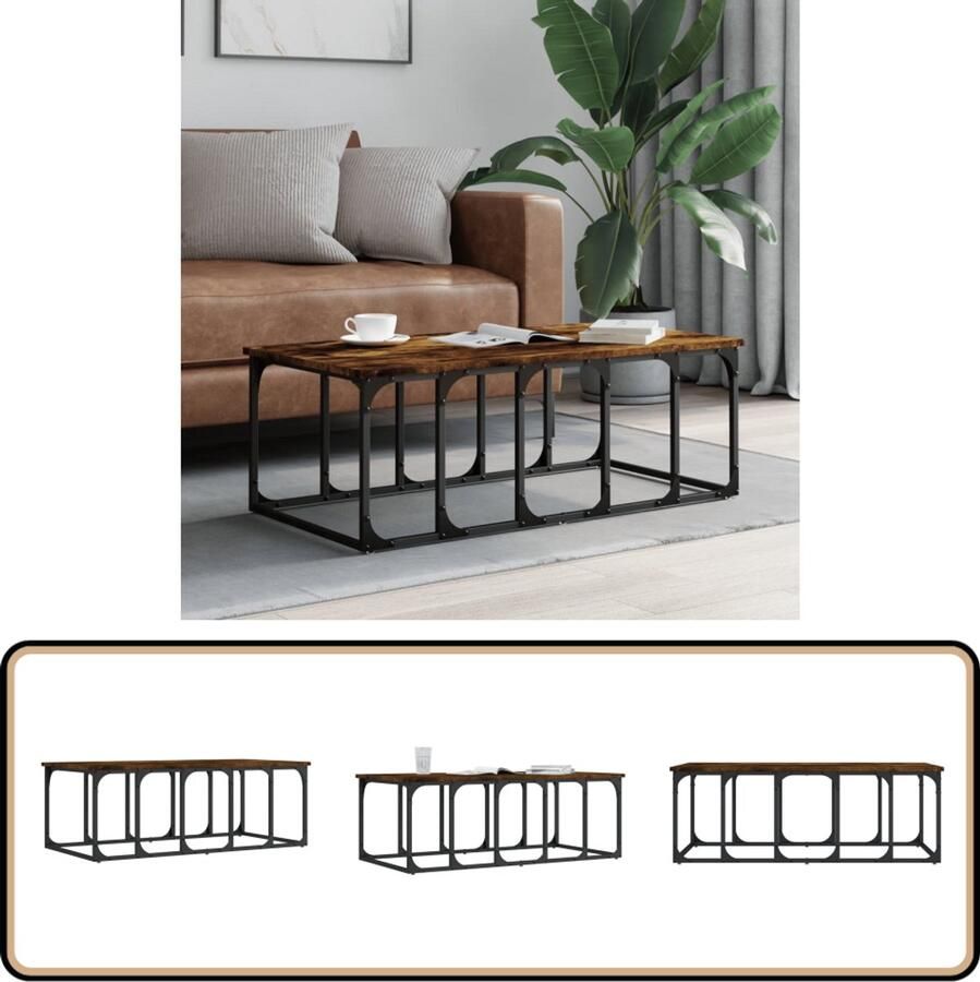 VidaXL -Salontafel-100x50x35 5-cm-bewerkt-hout-bruin-eikenkleur