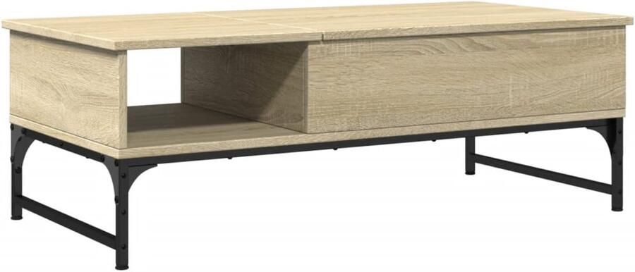 VidaXL Salontafel 100x50x35 cm bewerkt hout en metaal sonoma eiken Salontafel Salontafels Bijzettafel Banktafel