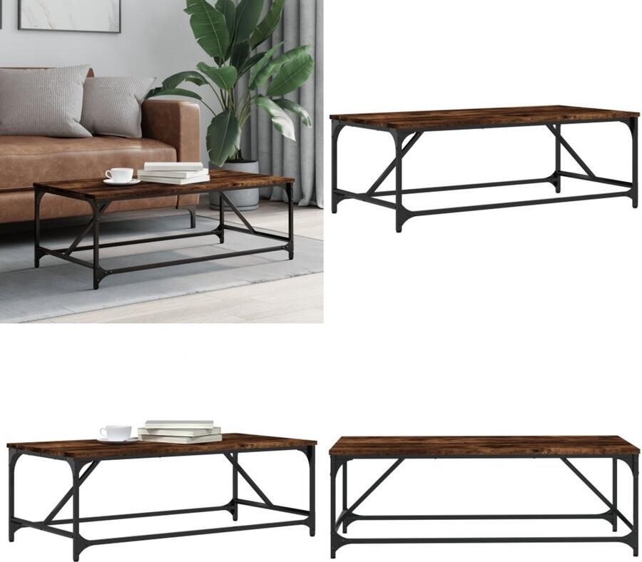 VidaXL Salontafel 100x50x35 cm bewerkt hout gerookt eikenkleurig Salontafel Salontafels Tafel Bijzettafel