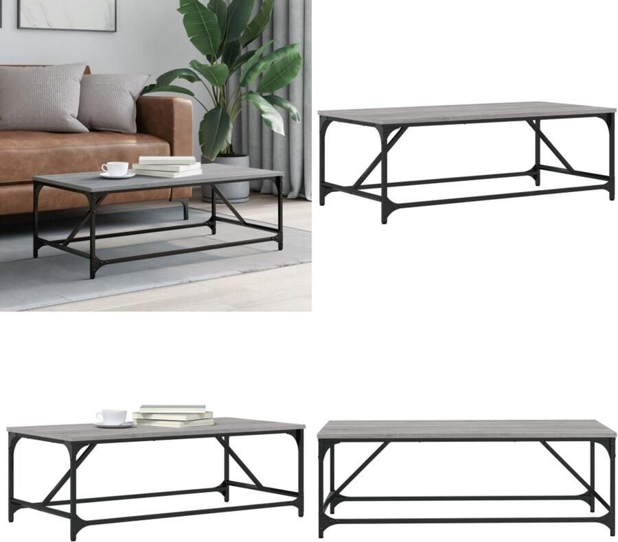 VidaXL Salontafel 100x50x35 cm bewerkt hout grijs sonoma Salontafel Salontafels Tafel Bijzettafel