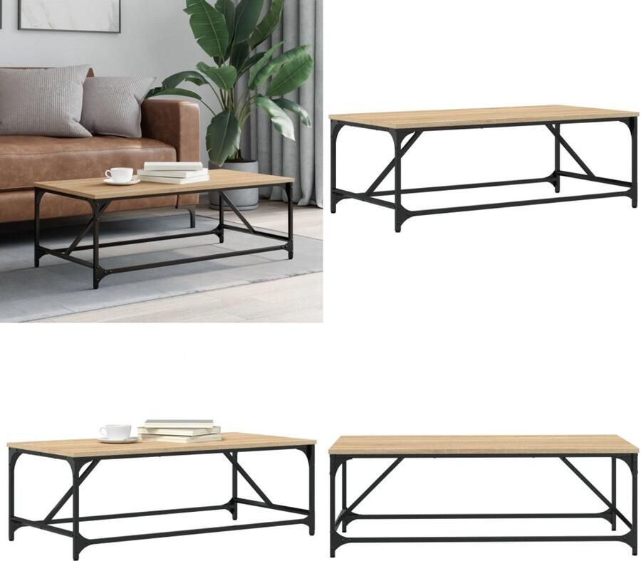 VidaXL Salontafel 100x50x35 cm bewerkt hout sonoma eikenkleurig Salontafel Salontafels Tafel Bijzettafel