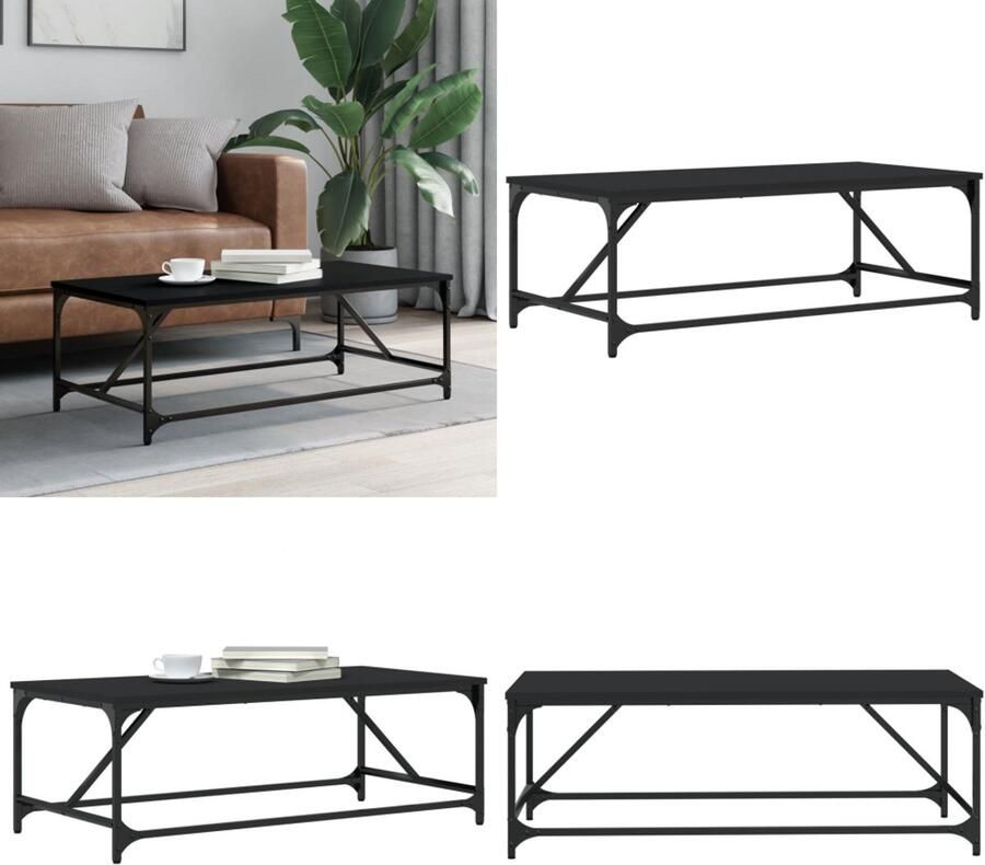 VidaXL Salontafel 100x50x35 cm bewerkt hout zwart Salontafel Salontafels Tafel Bijzettafel