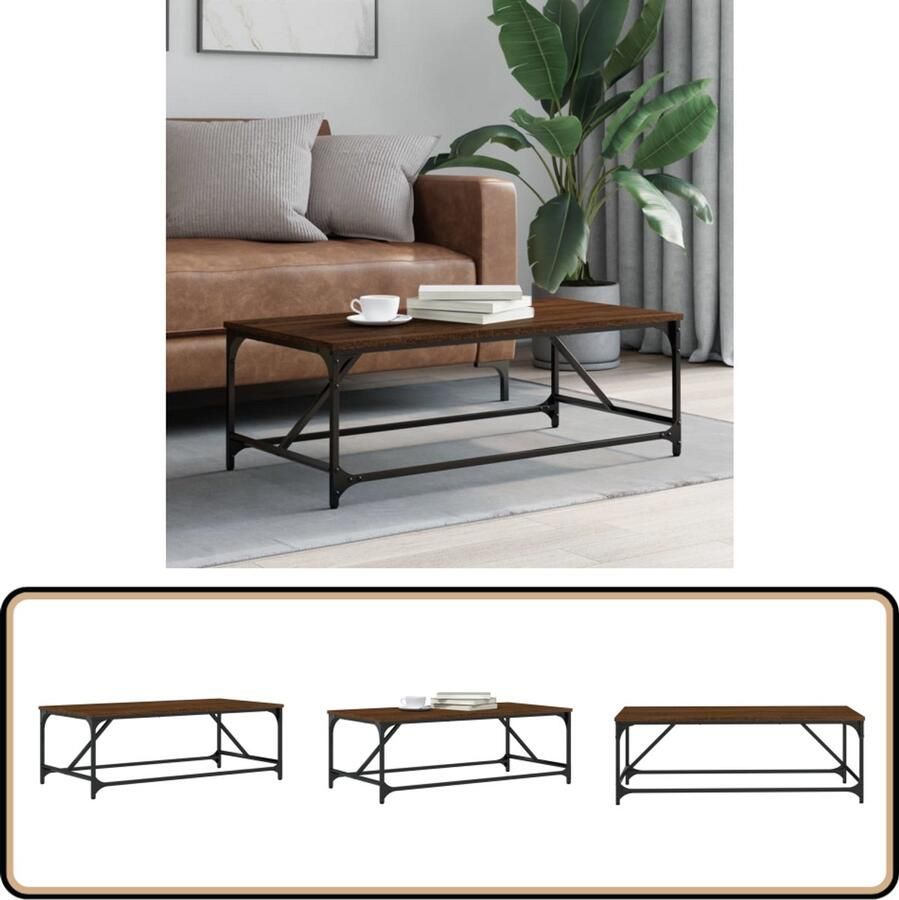 VidaXL Salontafel 100x50x35 cm Bruin Eikenhout Salontafel Bruine Eik Houten Salontafel Bewerkt Hout Moderne Salontafel Kleine Salontafel Tv Tafeltje Koffietafel Living Accessoires Interieurdecoratie