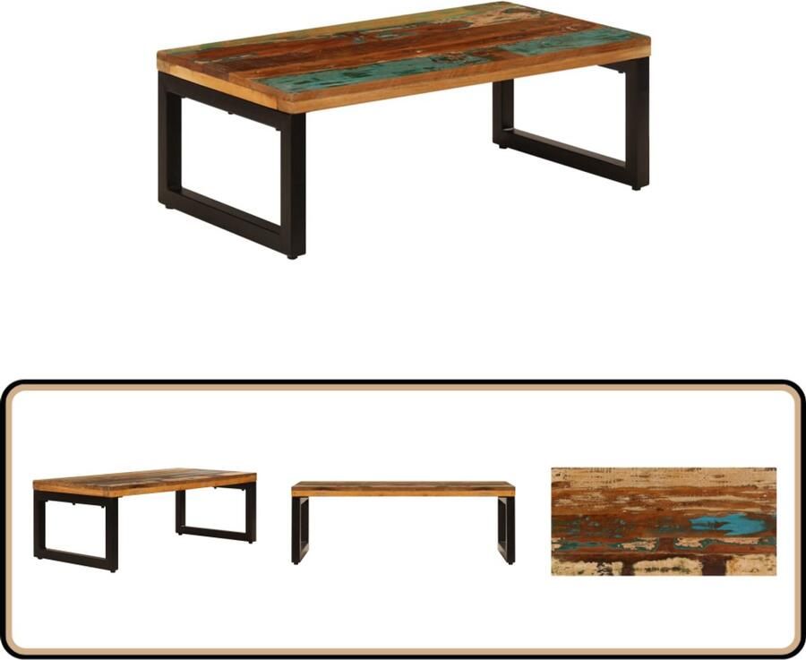 VidaXL Salontafel 100x50x35 cm Gerecycled hout & staal Salontafel Houten Salontafel Vintage Salontafel Industriële Salontafel Recycled Wood Furniture
