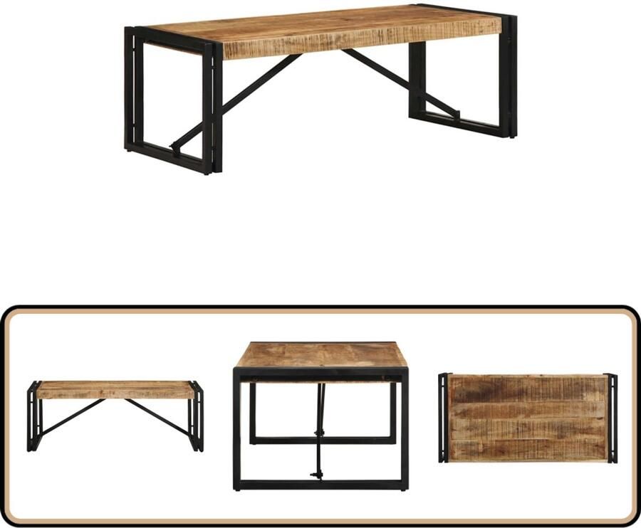 VidaXL Salontafel Salontafels Tafel Bijzettafel Salontafel 100x50x35 cm massief ruw mangohout - Foto 2